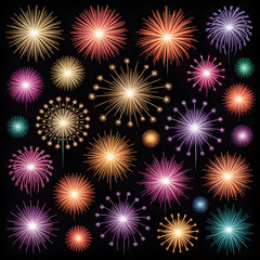 Fototapeta premium Diwali Fireworks and Sparkler Bursts Symmetrical Repeating Pattern