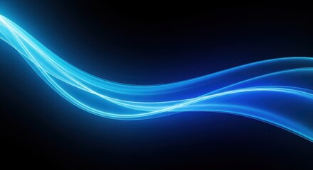 Naklejka premium A beautiful flowing cyan light trails against a solid color creating a modern abstract design element effect