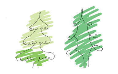 forest tree art, green nature sketch, soft leaf draw