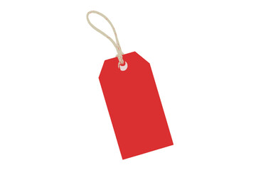Red price tag with string for marking discounts and sales, concept of Singles’ Day   