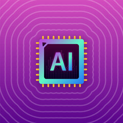 AI artificial intelligence processor chip with radiating waves