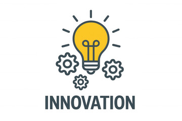 Innovation lightbulb and gears representing new ideas, creative thinking, development, and problem solving concept