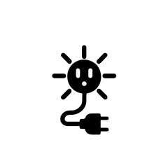 Obraz premium filled icon on the theme of solar energy — sun with socket and electric cord. Minimalistic flat design on white background.