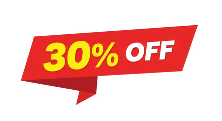 30 percent off tag isolated on transparent background for sale promotion design