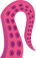 Cartoon octopus tentacle, with suckers, wriggling, pink color.