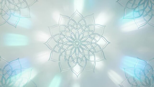 Elegant floral pattern shimmers with light, creating a serene and peaceful backdrop for spiritual or wellness content in a calming video