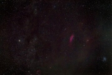 Starry sky, Pleiades, California nebula in the summer night sky