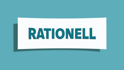 Rationell (Rational) - A card isolated on light green background.