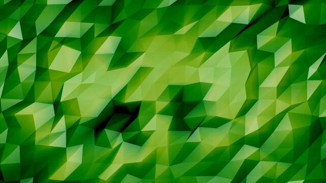 Abstract green polygon background with faceted triangular shapes and smooth gradients for modern design