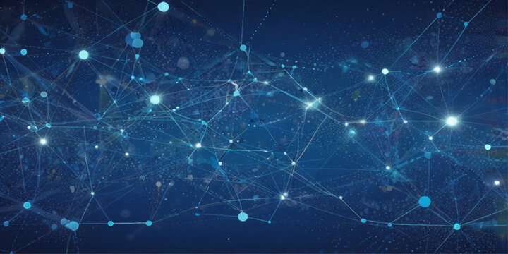 Abstract Network Connection Visualizing Digital Connectivity. A dynamic and visually captivating abstract image showcases a complex network of interconnected points and lines.	