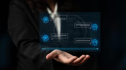 AI chatbot interface facilitates communication, chatbot, and AI interaction for automated user support and information exchange Latch