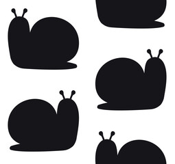 Vector seamless pattern of hand drawn snail silhouette isolated on white background © Sweta