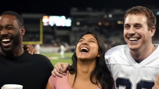 Happy Fans at Football Game.