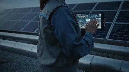 Closeup of engineer reviewing cloudbased emissions dashboard on tablet monitoring adaptive sensor data to track pollutants in real time for sustainable industrial operations.