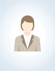Simple icon of a light-skinned woman in a light-beige business suit