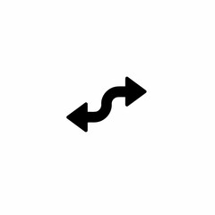 Minimalist Black S-Curve Double Direction Arrow Vector Icon