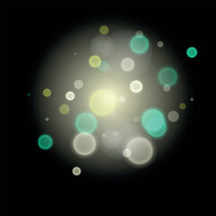 Abstract color shining bokeh isolated on transparent background. Lights and sparks glitter glowing effect. Lens flare Christmas or New Year holiday card.