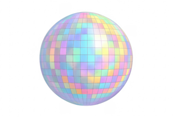 Disco ball reflecting a spectrum of pastel and rainbow colors