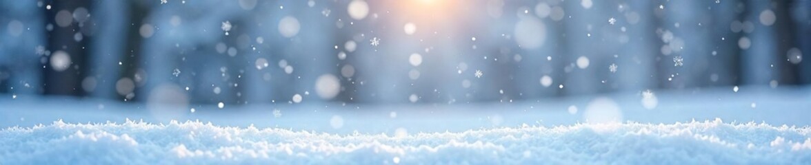 Serene Winter Landscape Gently Falling Snowflakes on Pristine White Snow, Tranquil Nature Scene, Perfect for Holiday Cards and Winter Themes