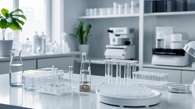 Automated laboratory equipment conducting tests in modern research facility
