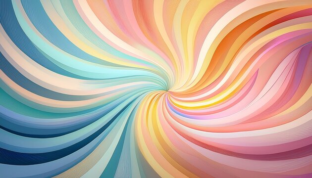colorful pastel swirl background with rotating spiral starburst pattern abstract sunburst design featuring soft spring shades in a radial striped swirled style for modern wallpapers and creative grap