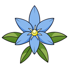 Obraz premium Download blue flower illustration vector graphic with petals leaves and center for design needs