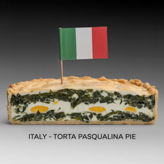 Traditional Italian torta pasqualina pie with spinach, ricotta, and eggs inside