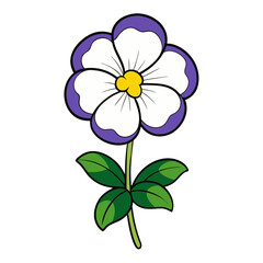 Illustration of a flower with white petals and purple edges drawing flower design art vector