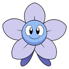 Cute cartoon flower illustration with face vector graphic design spring floral blossom bloom art