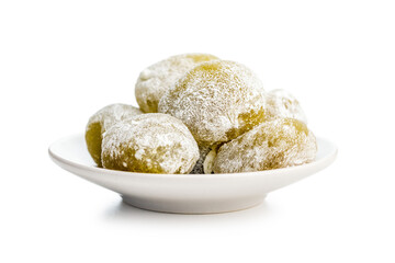 Japanese mochi dessert isolated on white background.