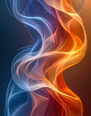 Abstract swirling, flowing, vibrant colors,  blue and orange,  translucent,  organic shapes