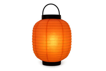 Fototapeta premium Orange paper lantern glowing illuminating transparent background