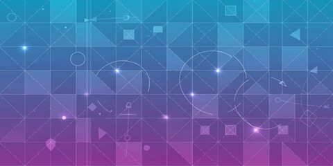 Abstract blue background with glowing geometric lines and stars for a futuristic digital design