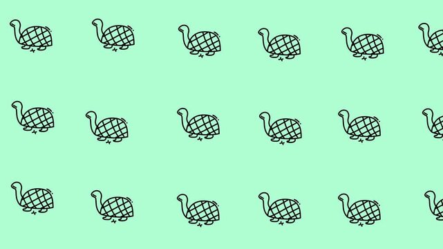 Looping handdrawn turtle animal pattern on pastel green, perfect for background designs, textiles, stationary, and digital wallpapers with an animal theme