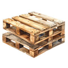Watercolor illustration of two stacked wooden pallets, detailed with natural wood grain