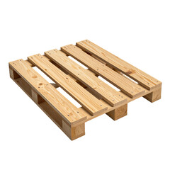 A new, isolated, light-colored wooden pallet for shipping and industrial use