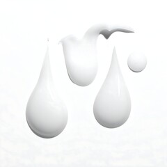 White cosmetic drops and smears on white background