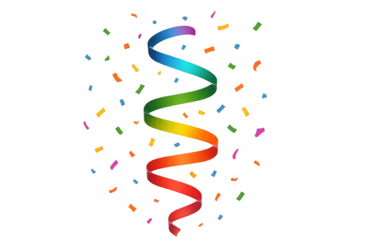 Colorful serpentine ribbons and confetti celebrating party event