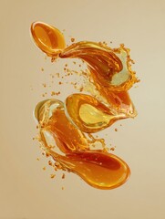 Fototapeta premium Colorful Liquid Splash Captured in a Dynamic Swirl Showcasing Movement and Texture Against a Cream Background