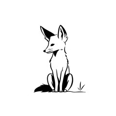 Fototapeta premium Jackal. Jackal simple black and white line art vector logo