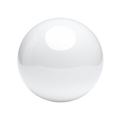 A glossy white sphere, reflecting light and set against a black background