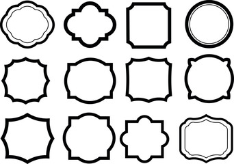 Collection of Decorative Frames Borders Black and White Vector Shapes Isolated