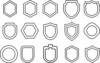 Collection of Simple Geometric Shapes Badges and Shields Outlines Design