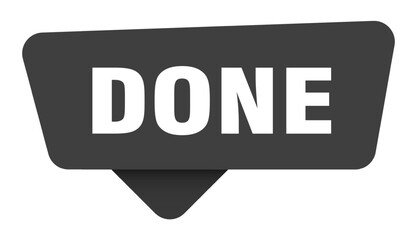 done black sign isolated on transpatent background. done sticker