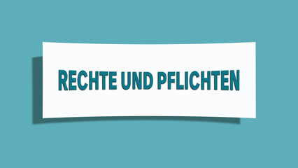 Rechte und Pflichten (Rights and obligations) - A card isolated on light green background.