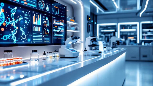 A Futuristic Lab with Advanced Analytical Equipment for Scientific Use