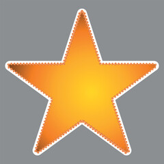 3D golden realistic star isolated on white background. Festive holiday icon. Celebration concept, metallic gold shape. Invitation mock up.