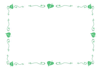 Marco de hojas verdes y trazo ondulado