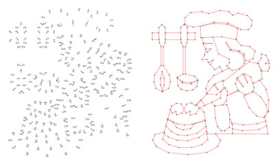 Pastry chef decorates cake with cream. Connect the dots educational drawing game. Dot to dot by numbers puzzle. Google Font Fira Sans Condensed.