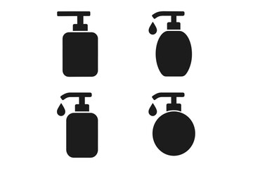 Obraz premium Set of black silhouette soap dispenser icons with liquid drops
